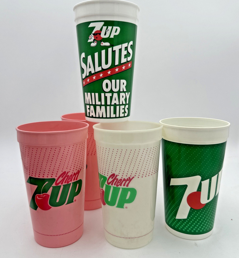 Vintage Rare 7-UP “salutes Our Military Families” Cherry 7 Up Plastic Cup. RARE